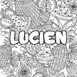 Coloraci&oacute;n del nombre LUCIEN - decorado mandala de frutas