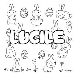Coloraci&oacute;n del nombre LUCILE - decorado Pascua