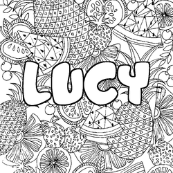 Coloraci&oacute;n del nombre LUCY - decorado mandala de frutas