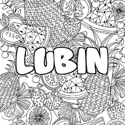 Coloraci&oacute;n del nombre LUBIN - decorado mandala de frutas