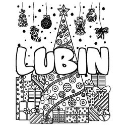 Coloraci&oacute;n del nombre LUBIN - decorado &aacute;rbol de Navidad y regalos