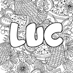 Coloraci&oacute;n del nombre LUC - decorado mandala de frutas