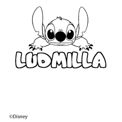 Coloraci&oacute;n del nombre LUDMILLA - decorado Stitch