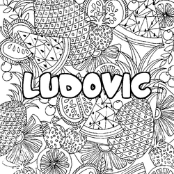 Coloraci&oacute;n del nombre LUDOVIC - decorado mandala de frutas