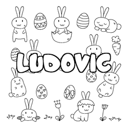 Coloraci&oacute;n del nombre LUDOVIC - decorado Pascua
