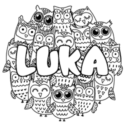 Coloraci&oacute;n del nombre LUKA - decorado b&uacute;hos