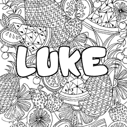 Coloraci&oacute;n del nombre LUKE - decorado mandala de frutas