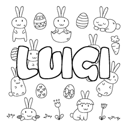 Coloraci&oacute;n del nombre LUIGI - decorado Pascua