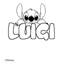 Coloraci&oacute;n del nombre LUIGI - decorado Stitch