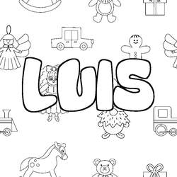 Coloraci&oacute;n del nombre LUIS - decorado juguetes