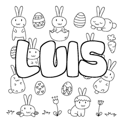 Coloraci&oacute;n del nombre LUIS - decorado Pascua