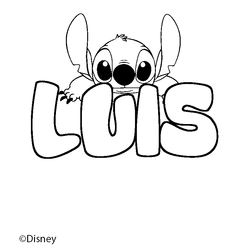 Coloraci&oacute;n del nombre LUIS - decorado Stitch