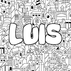 Coloraci&oacute;n del nombre LUIS - decorado ciudad