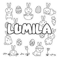 Coloraci&oacute;n del nombre LUMILA - decorado Pascua