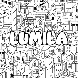 Coloraci&oacute;n del nombre LUMILA - decorado ciudad
