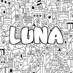 Coloraci&oacute;n del nombre LUNA - decorado ciudad
