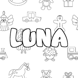 Coloraci&oacute;n del nombre LUNA - decorado juguetes