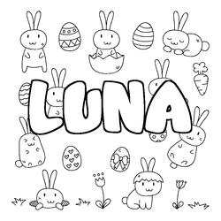 Coloraci&oacute;n del nombre LUNA - decorado Pascua