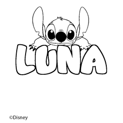 Coloraci&oacute;n del nombre LUNA - decorado Stitch