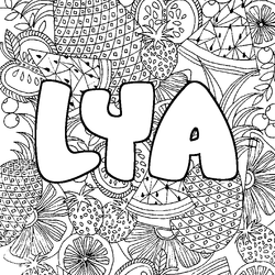 Coloraci&oacute;n del nombre LYA - decorado mandala de frutas