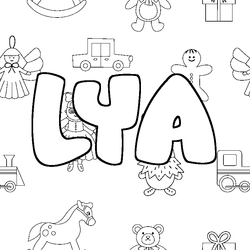 Coloraci&oacute;n del nombre LYA - decorado juguetes