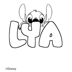 Coloraci&oacute;n del nombre LYA - decorado Stitch