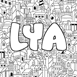 Coloraci&oacute;n del nombre LYA - decorado ciudad