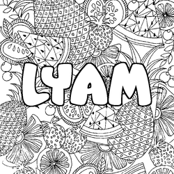 Coloraci&oacute;n del nombre LYAM - decorado mandala de frutas