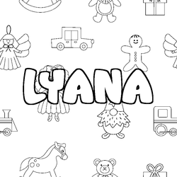 Coloraci&oacute;n del nombre LYANA - decorado juguetes