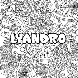 Coloraci&oacute;n del nombre LYANDRO - decorado mandala de frutas