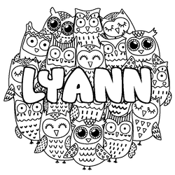 Coloraci&oacute;n del nombre LYANN - decorado b&uacute;hos