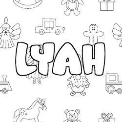 Coloraci&oacute;n del nombre LYAH - decorado juguetes