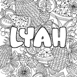 Coloraci&oacute;n del nombre LYAH - decorado mandala de frutas