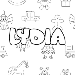 Coloraci&oacute;n del nombre LYDIA - decorado juguetes