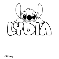 Coloraci&oacute;n del nombre LYDIA - decorado Stitch