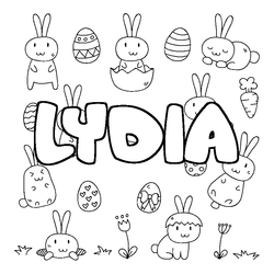 Coloraci&oacute;n del nombre LYDIA - decorado Pascua