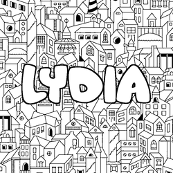 Coloraci&oacute;n del nombre LYDIA - decorado ciudad