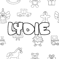 Coloraci&oacute;n del nombre LYDIE - decorado juguetes