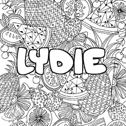 Coloraci&oacute;n del nombre LYDIE - decorado mandala de frutas