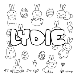Coloraci&oacute;n del nombre LYDIE - decorado Pascua