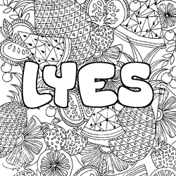 Coloraci&oacute;n del nombre LYES - decorado mandala de frutas