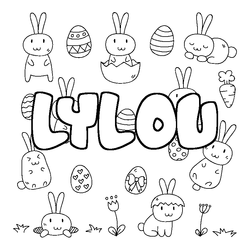 Coloraci&oacute;n del nombre LYLOU - decorado Pascua