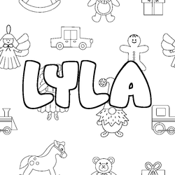 Coloraci&oacute;n del nombre LYLA - decorado juguetes