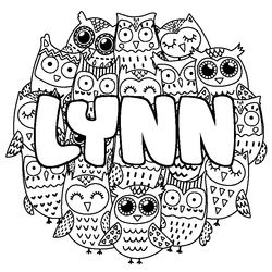 Coloraci&oacute;n del nombre LYNN - decorado b&uacute;hos