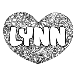 Coloraci&oacute;n del nombre LYNN - decorado mandala de coraz&oacute;n