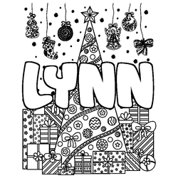 Coloraci&oacute;n del nombre LYNN - decorado &aacute;rbol de Navidad y regalos