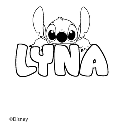Coloraci&oacute;n del nombre LYNA - decorado Stitch