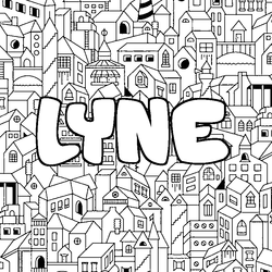 Coloraci&oacute;n del nombre LYNE - decorado ciudad
