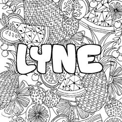 Coloraci&oacute;n del nombre LYNE - decorado mandala de frutas