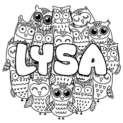 Coloraci&oacute;n del nombre LYSA - decorado b&uacute;hos